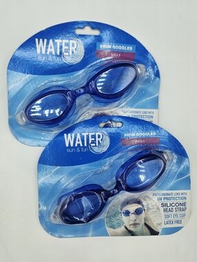 NWT Walgreens Adult Size Swim Goggles in Blue Set of 2 Pairs